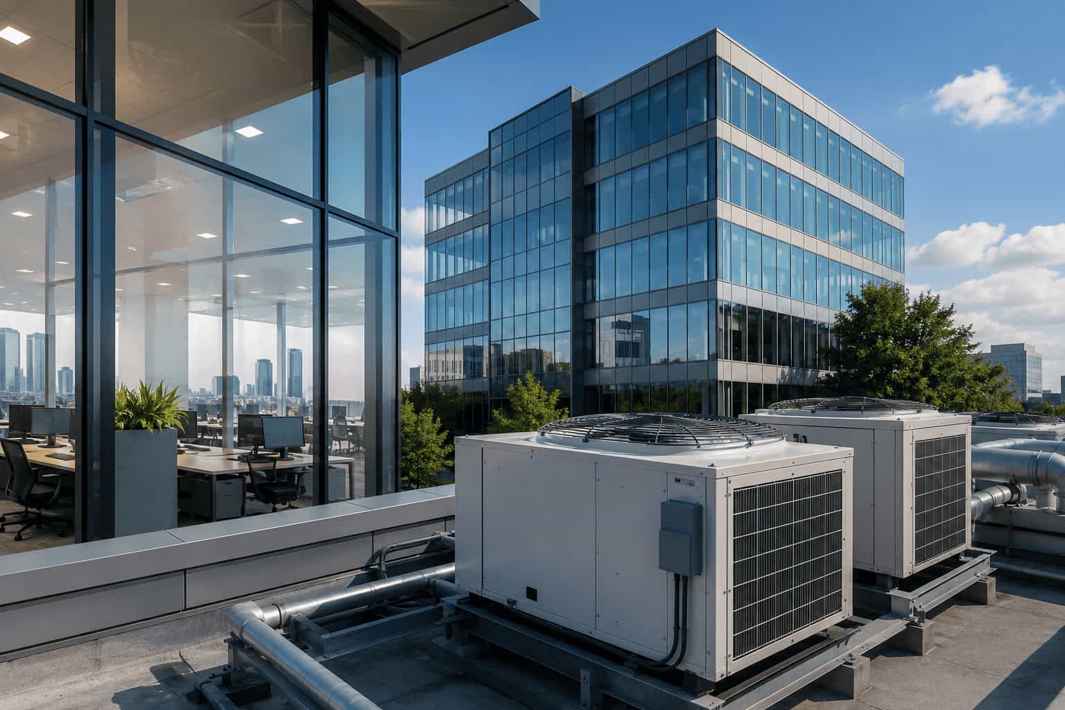 Commercial HVAC system supporting a business property in Paris, TX